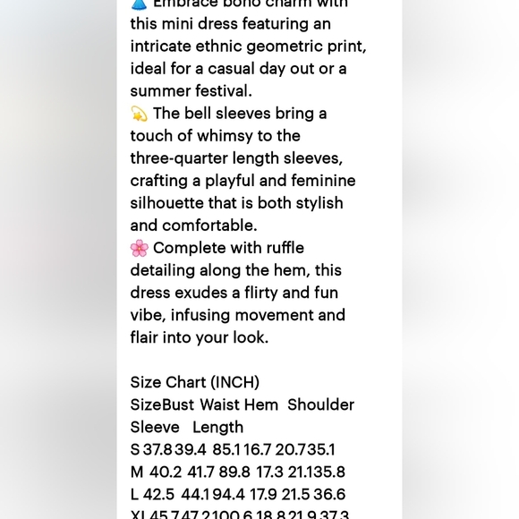 Button front printed ruffle dress small-xl - Picture 3 of 3